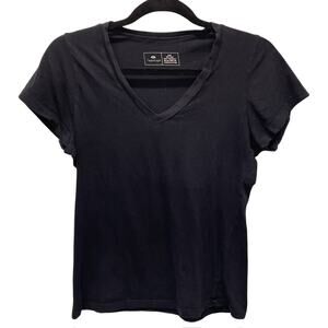 Twenty5A Black Short Sleeve Tshirt Cotton Minimalist Vneck S